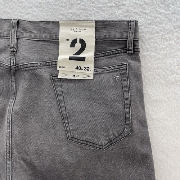 rag & bone Fit 2 Slim Greyson Denim Jeans Men's 40x32 Gray American Grunge NWT - Picture 10 of 14